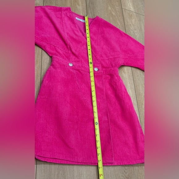 Zara Denim Co Pink Corduroy Wrap Dress Long Sleeve Size 6 - Picture 6 of 9